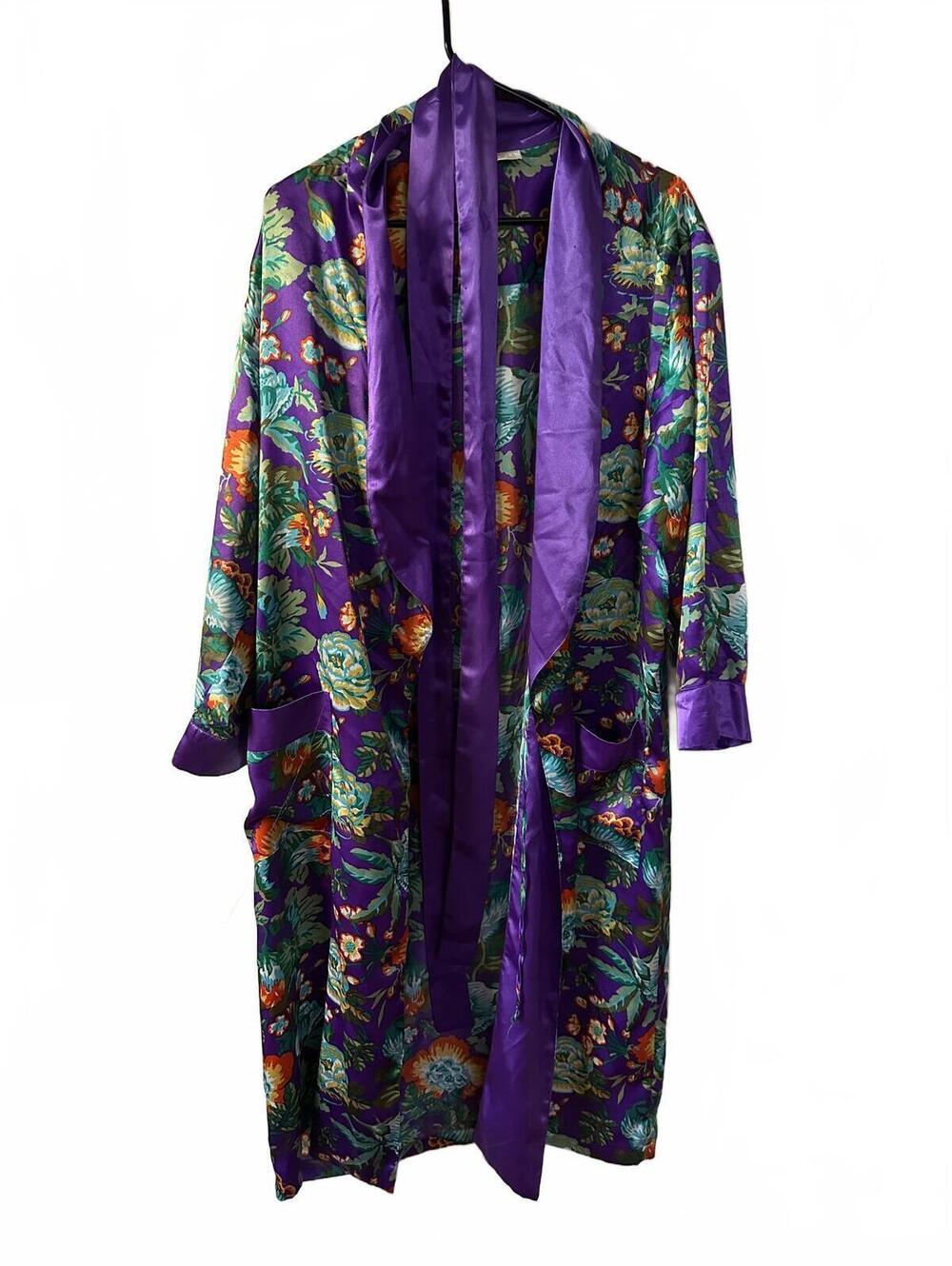 Victoria's Secret Purple Floral Satin Robe Kimono